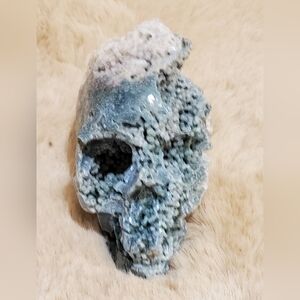Green Grape Agate Crystal Skull Carving
